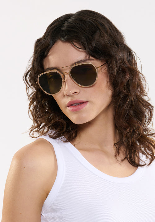 KREWE SUNGLASSES - BAKER | Crystal 24K Titanium Polarized handcrafted, aviator sunglasses womens model | Model: Ione