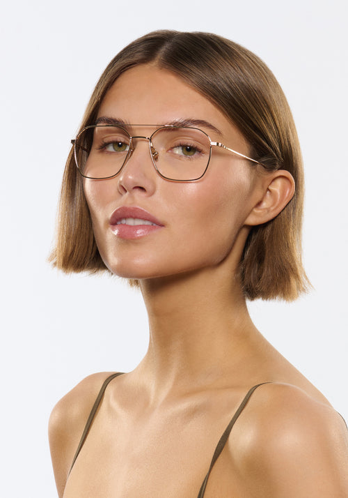 KERWE BERM | 12K Titanium Handcrafted, luxury 12k gold metal eyeglasses womens model | Model: Michelle