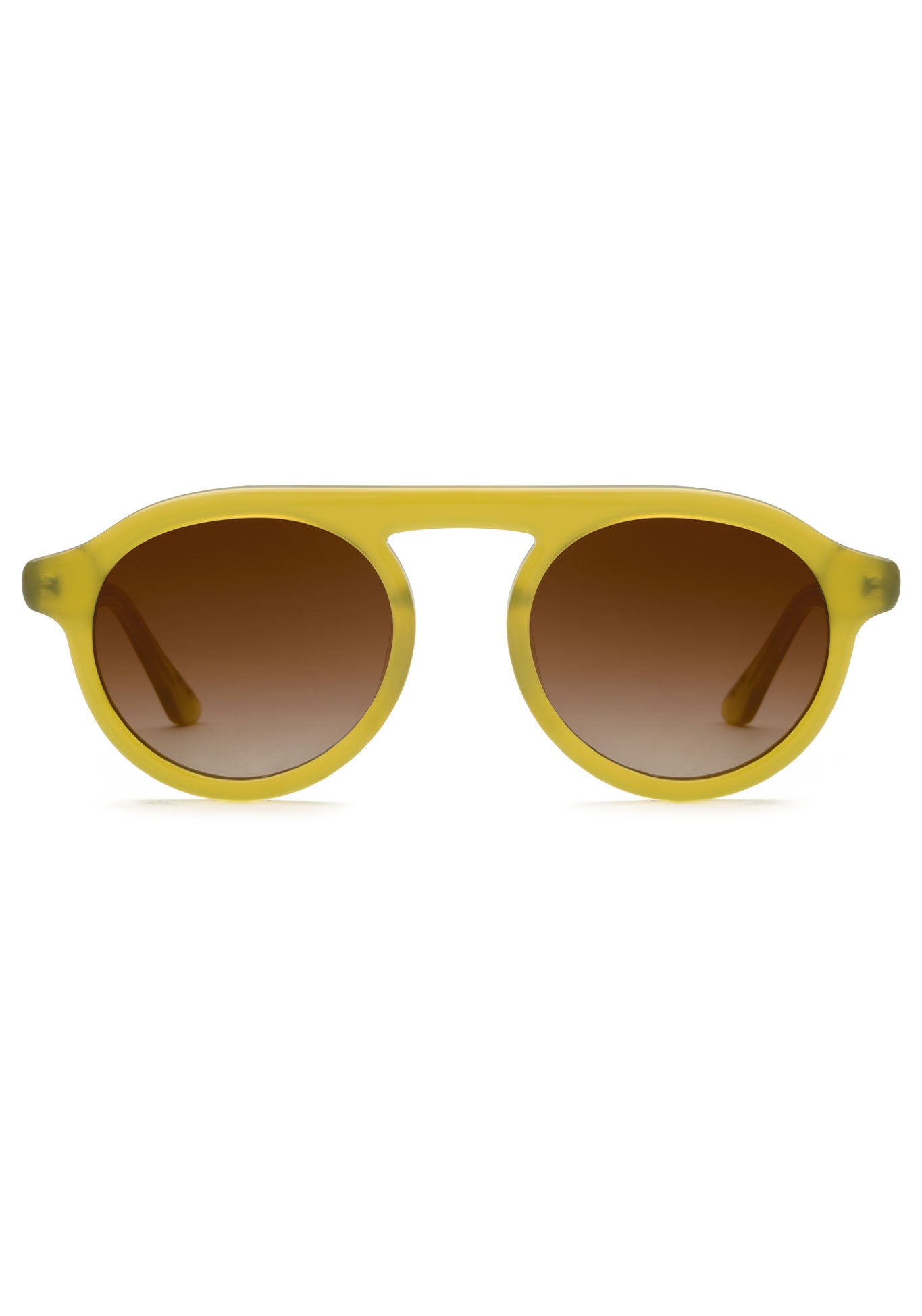 KREWE SUNGLASSES - CAMERON | Chartreuse handcrafted, luxury yellow acetate round frames 