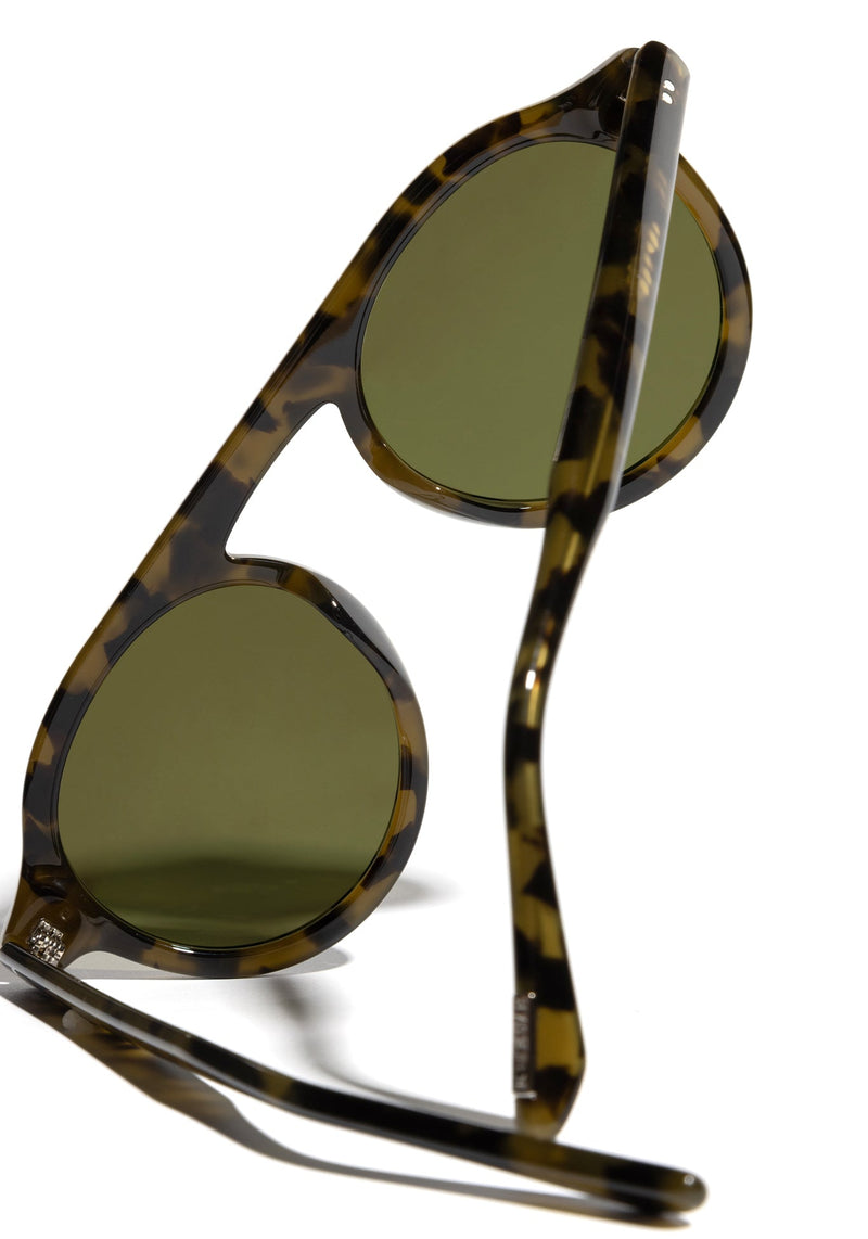 CAMERON | Tortuga Polarized Handcrafted, luxury dark brown acetate round aviator KREWE sunglasses
