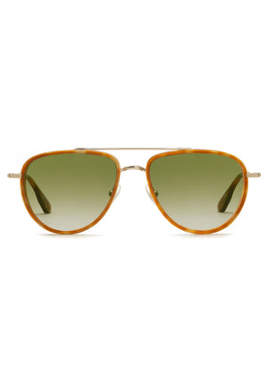 KREWE SUNGLASSS - COLEMAN | 12K + Amaro + Custom Vanity Tint handcrafted, luxury orange aviator with custom green gradient tinted lenses 