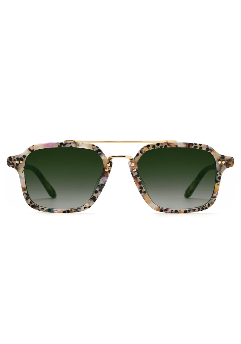 COLTON | Poppy Handcrafted, luxury multicolored acetate and stainless steel square aviator KREWE sunglasses