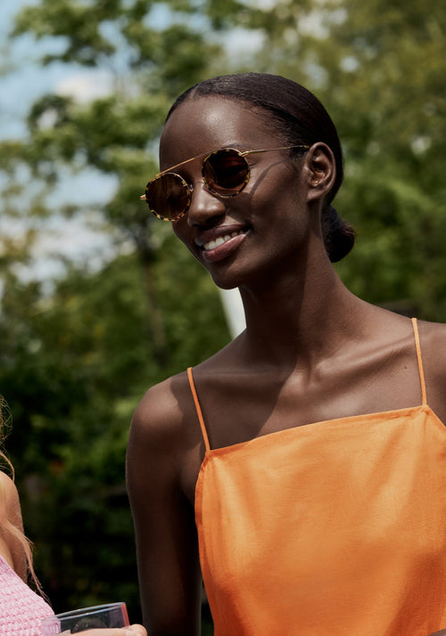 CONTI | Zulu 18k Handcrafted tortoise round aviator titanium and acetate KREWE eyeglasses womens model | Model: Brenda