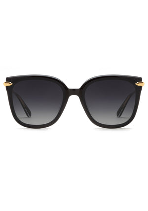 KREWE SUNGLASSES - DEDE NYLON | Black + Black and Crystal 24K handcrafted, luxury black acetate nylon sunglasses
