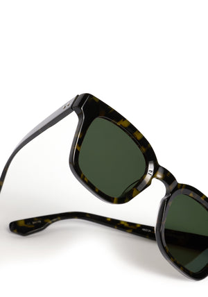 HARRISON | Tortuga Noir Handcrafted, dark brown and black acetate square KREWE sunglasses