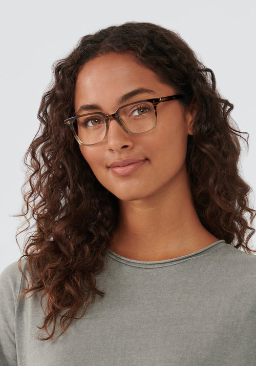 KREWE - HUDSON | Walnut Handcrafted, luxury brown acetate glasses womens model | Model: Meli