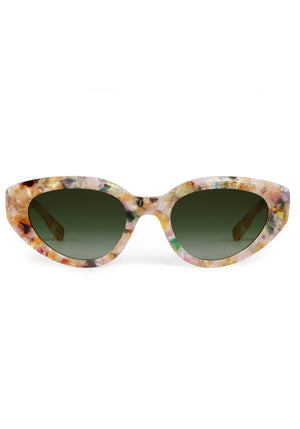 IRENE | Handcrafted, luxury glace acetate medium sized upswept oval wrap KREWE sunglasses
