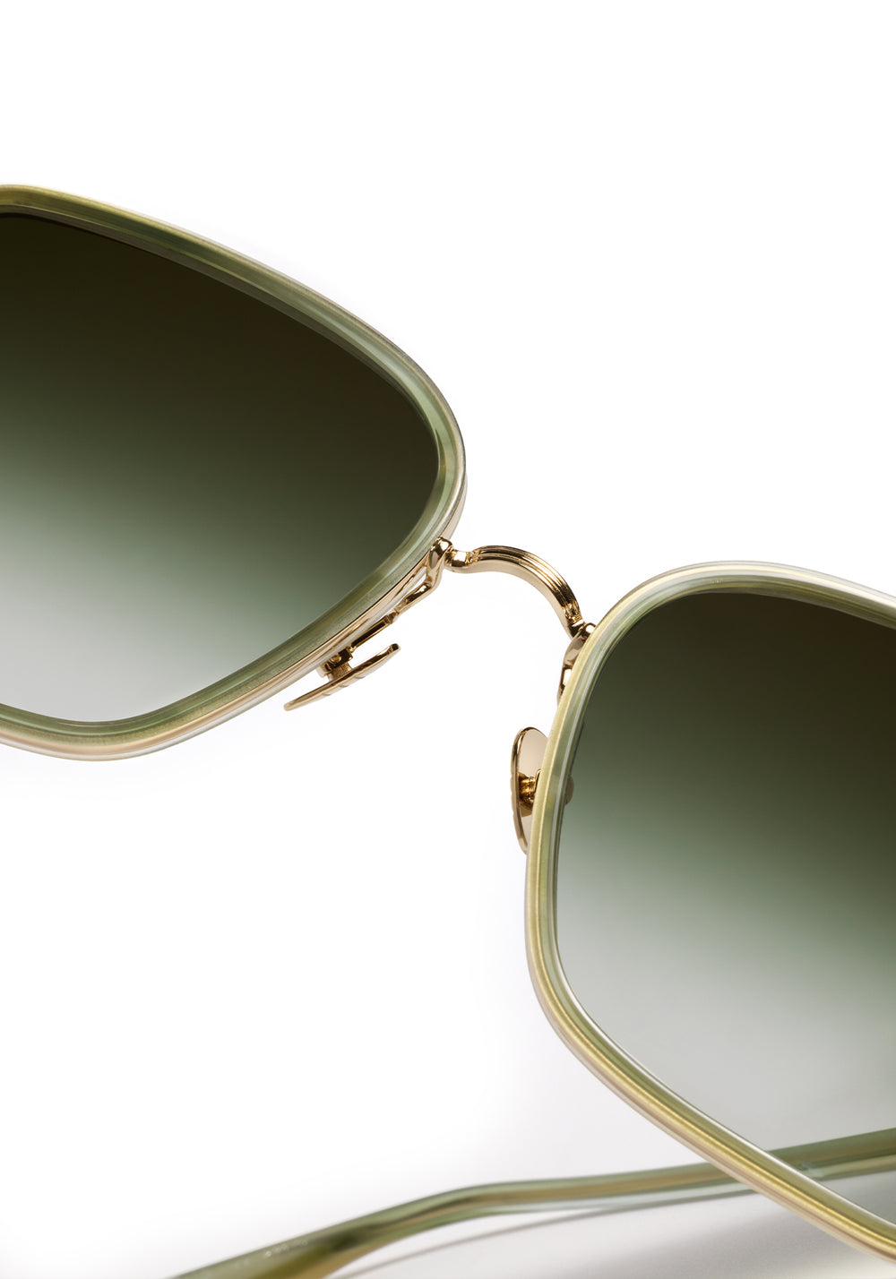 JOLENE | 12K Titanium + Selene Handcrafted, luxury titanium and light green acetate oversized butterfly KREWE sunglasses