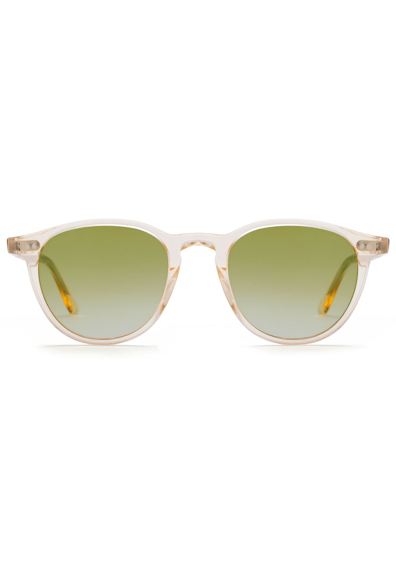 KREWE SUNGLASSEES - LANDRY | Haze + Custom Vanity Tint handcrafted, luxury yellow sunglasses with custom green gradient tinted lenses