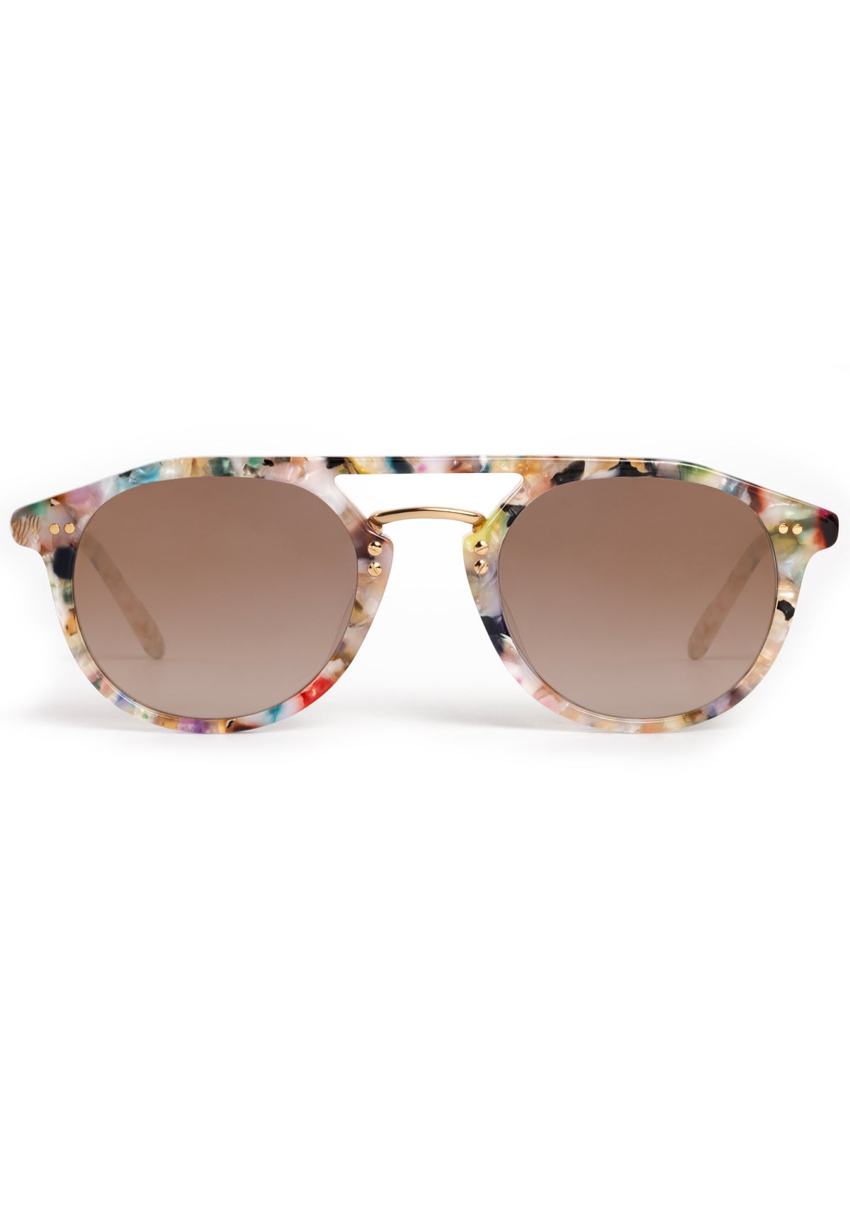 KREWE St. Louis Mirrored Sunglasses with Gold Lenses and Marble Frame Krewe - St. Louis - Matte Oyster to Crystal Mirror Polarized  main image 2