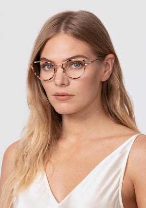 MIA | 18K Titanium + Capri Handcrafted, luxury multicolored acetate and metal cat-eye KREWE eyeglasses womens model | Model: Maritza
