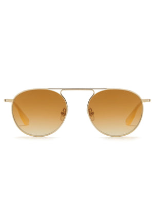 KREWE GLASSES - RAMPART OPTICAL | 12K + Blonde + Custom Vanity Tint handcrafted, luxury metal eyeglasses with orange gradient tinted lenses