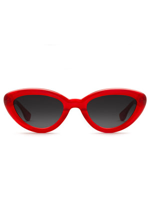 SASHA | Cherry Handcrafted, luxury glossy red acetate bubble cat-eye KREWE sunglasses