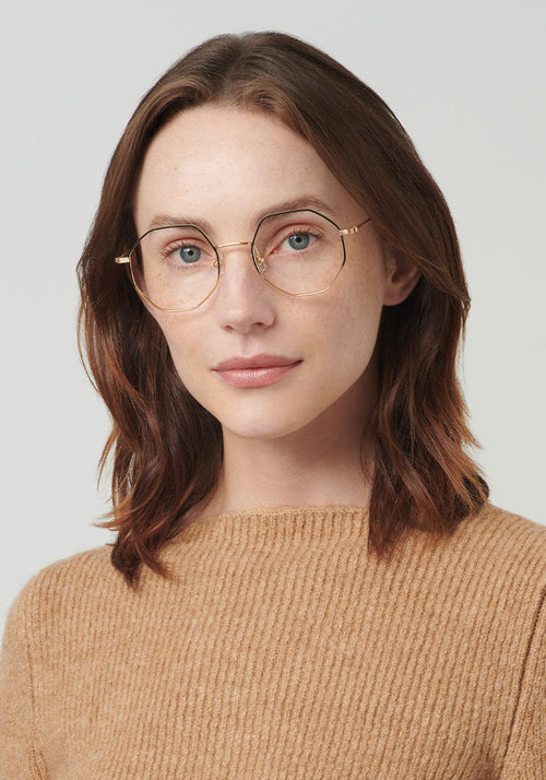 KREWE BABS | 18K + Black Fade + Buff Handcrafted, 18K Gold Plated Metal Luxury Glasses womens model | Model: Vanessa