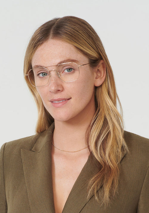 KERWE BERM | 12K Titanium Handcrafted, luxury 12k gold metal eyeglasses womens model | Model: Brooke