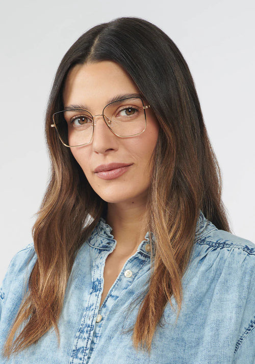 DOROTHY | 18K + Black Fade + Poppy Handcrafted, 18K Gold Plated KREWE Eyeglasses womens model | Model: Olga