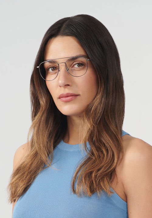 KREWE ELYSIAN | Matte Gunmetal + Birch Handcrafted, stainless steel glasses womens model | Model: Olga