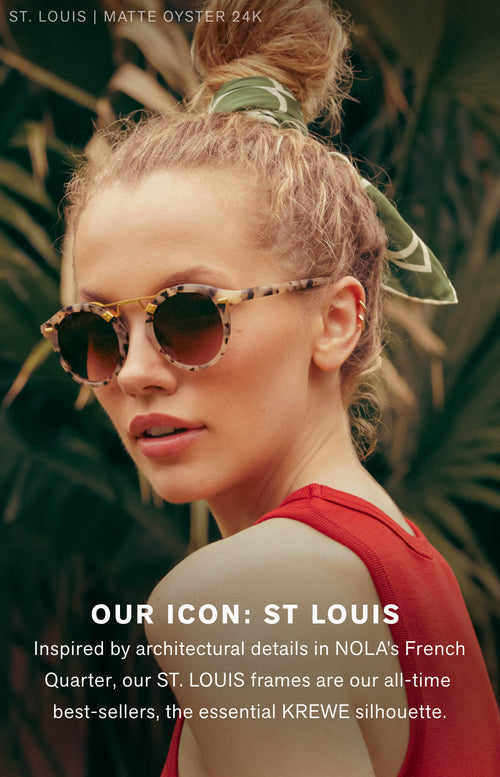 OUR ICON: ST LOUIS  Inspired by architectural details in NOLA’s French Quarter, our ST LOUIS frames are our all-time best-sellers, the essential KREWE silhouette. 