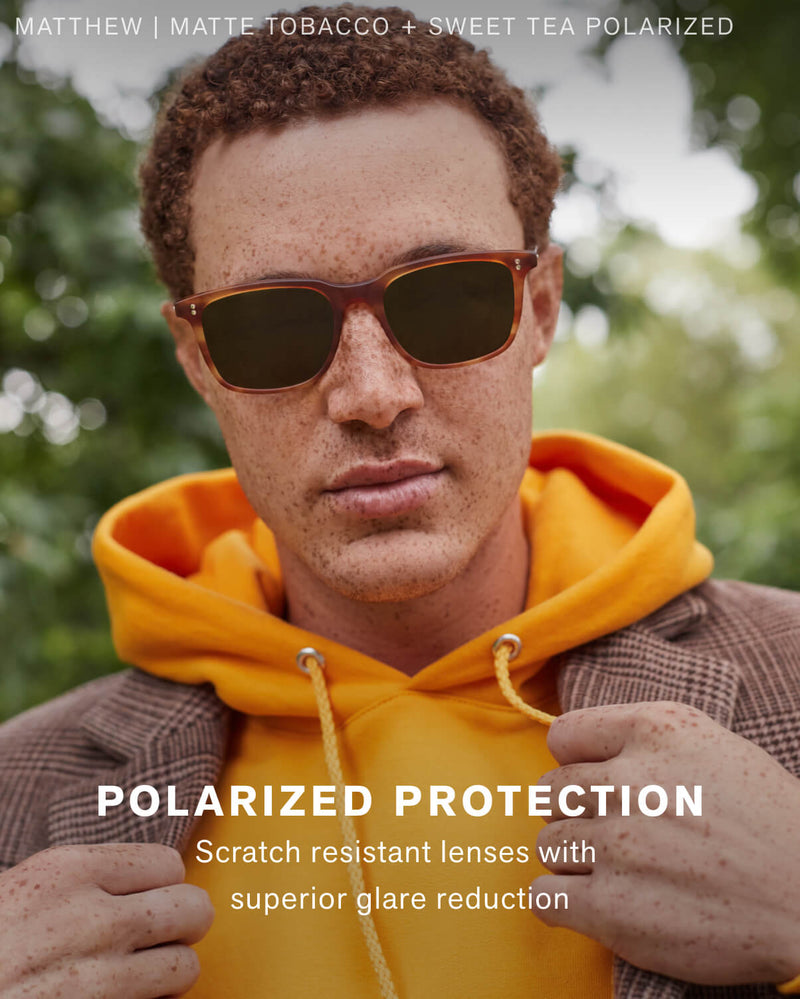 POLARIZED PROTECTION Scratch resistant lenses with superior glare reduction 