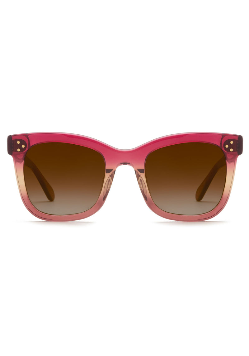 KREWE - ADELE | Hibiscus handcrafted, luxury pink oversized square sunglasses