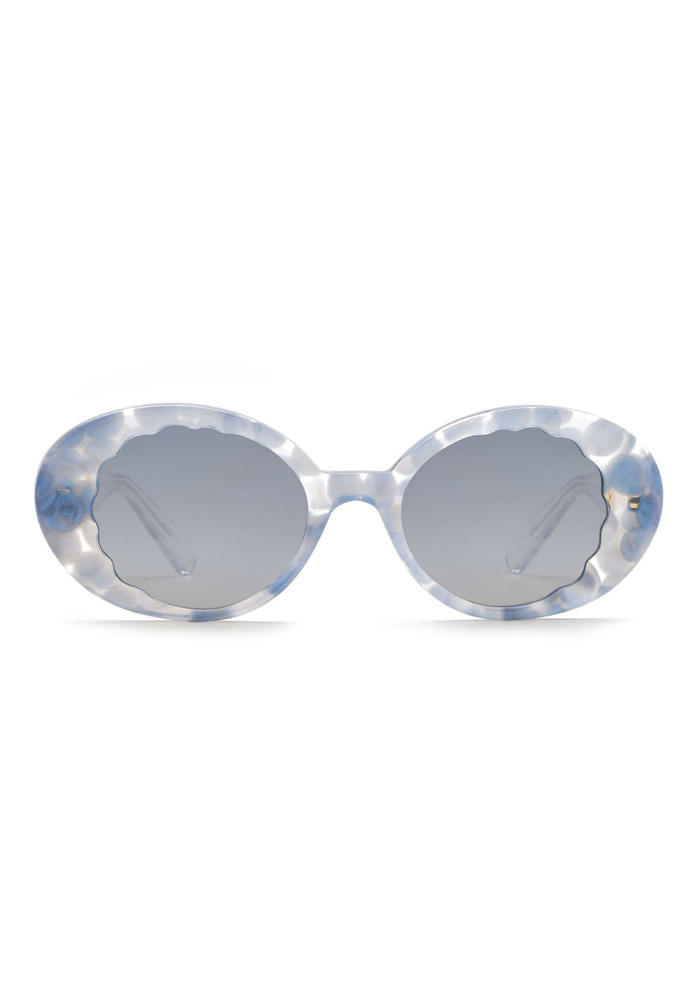 ALIXE | Opaline Mirrored  Handcrafted, luxury blue and clear acetate KREWE sunglasses
