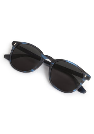 ALVIN | Matte Wake Handcrafted, dark blue tortoise acetate large round wayfarer KREWE sunglasses