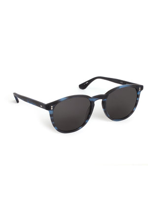 ALVIN | Matte Wake Handcrafted, dark blue tortoise acetate large round wayfarer KREWE sunglasses