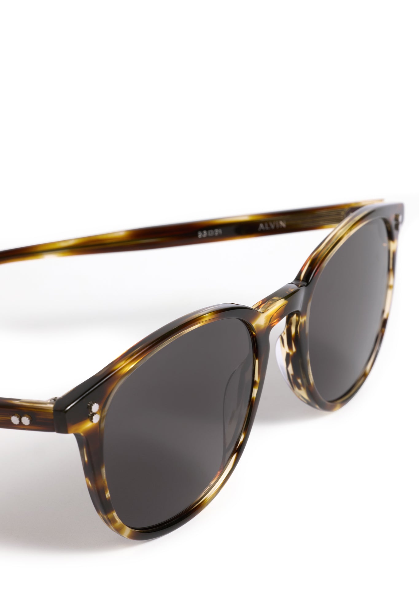 ALVIN | Oak Handcrafted, luxury dark brown and tan tortoise acetate large round wayfarer KREWE sunglasses