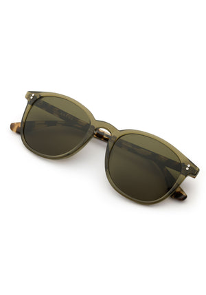 ALVIN | Olive + Iberia Polarized Handcrafted, luxury green and tortoise acetate large round wayfarer polarized KREWE sunglasses