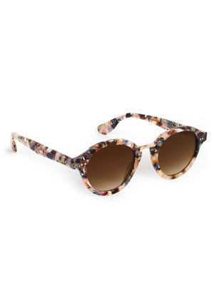 ASHTON | Amalfi 18K Handcrafted, luxury multicolor tortoise acetate round KREWE sunglasses with stainless steel hardware