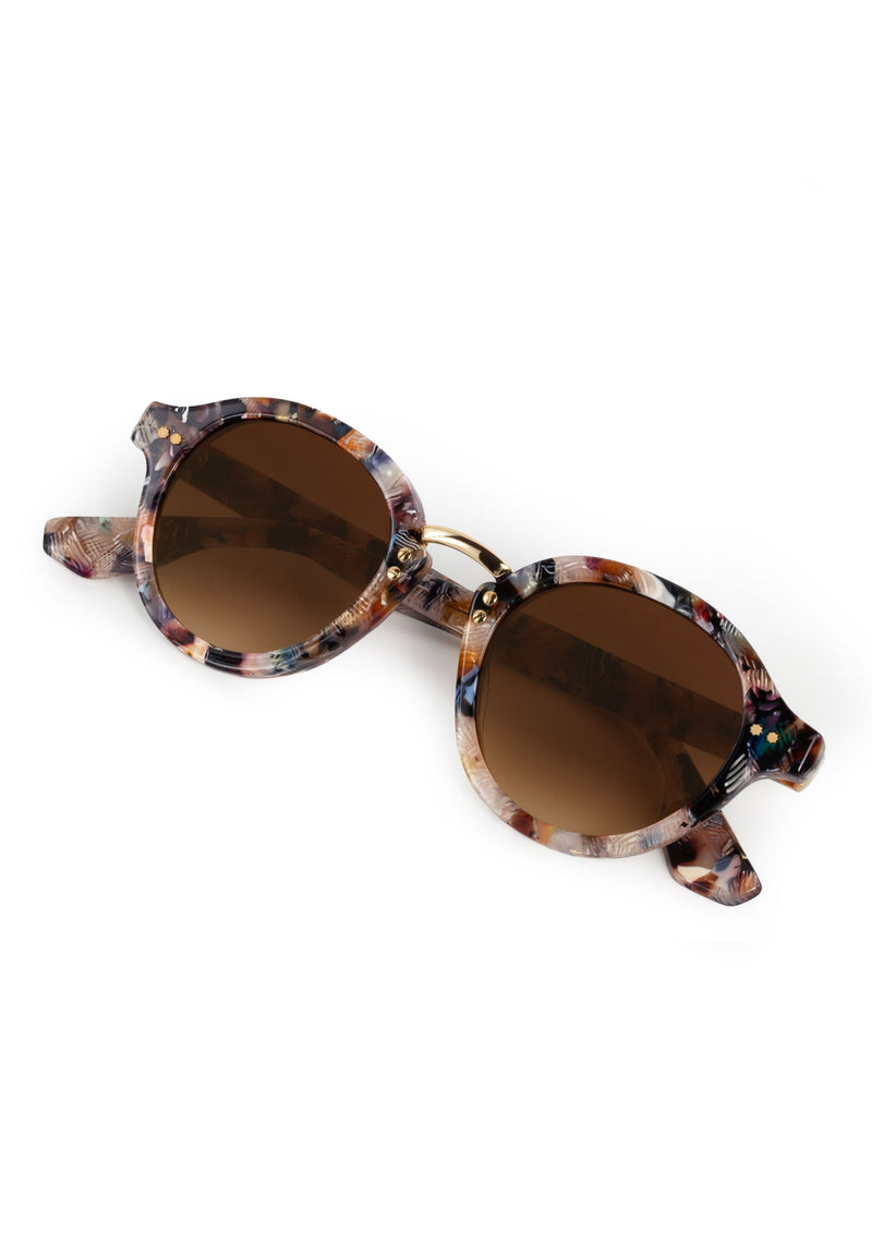 ASHTON | Amalfi 18K Handcrafted, luxury multicolor tortoise acetate round KREWE sunglasses with stainless steel hardware