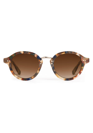 ASHTON | Tuscan Tortoise 12K Handcrafted, luxury multicolor tortoise acetate round KREWE sunglasses with stainless steel hardware