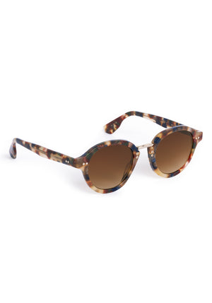 ASHTON | Tuscan Tortoise 12K Handcrafted, luxury multicolor tortoise acetate round KREWE sunglasses with stainless steel hardware
