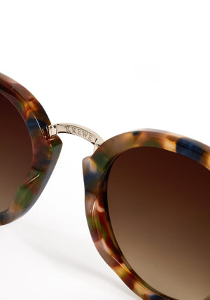ASHTON | Tuscan Tortoise 12K Handcrafted, luxury multicolor tortoise acetate round KREWE sunglasses with stainless steel hardware