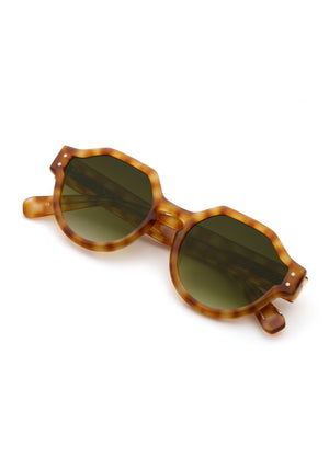 ASTOR | Fernet Handcrafted, luxury brown checkered acetate round geometric KREWE sunglasses