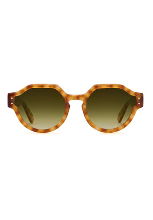 ASTOR | Fernet Handcrafted, luxury brown checkered acetate round geometric KREWE sunglasses