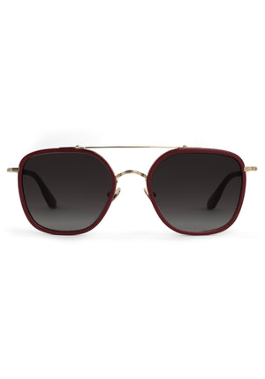 AUSTIN | 12K Titanium + Burgundy Leather Handcrafted, luxury burgundy leather and titanium aviator KREWE sunglasses