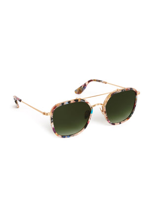 AUSTIN | 18K Titanium + Amalfi Handcrafted, luxury dark mulitcolored tortoise acetate and titanium aviator KREWE sunglasses