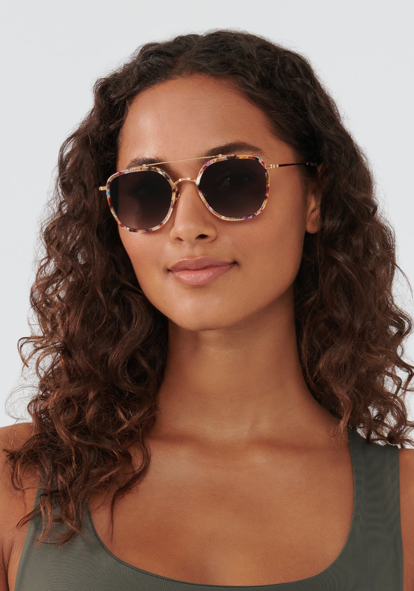 AUSTIN | Capri 24K Titanium Handcrafted, Luxury multicolored acetate KREWE sunglasses womens model | Model: Meli