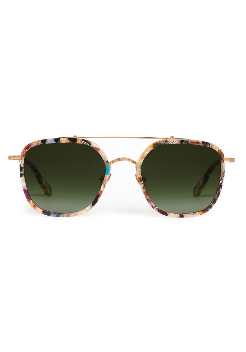 AUSTIN | 18K Titanium + Amalfi Handcrafted, luxury dark mulitcolored tortoise acetate and titanium aviator KREWE sunglasses