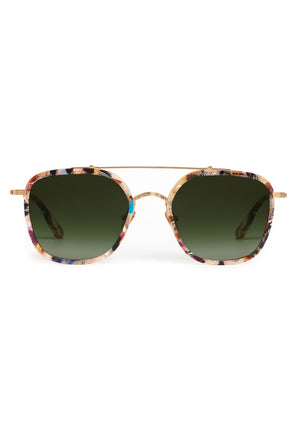 AUSTIN | 18K Titanium + Amalfi Handcrafted, luxury dark mulitcolored tortoise acetate and titanium aviator KREWE sunglasses