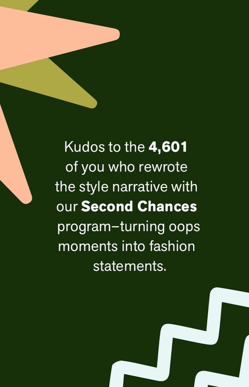 KUDOS TO THE 4,601 OF YOU WHO REWROTE THE STYLE NARRATIVE WITH OUR SECOND CHANGES PROGRAM-TURNIN OPPS MOMENTS INTO FASHION STATEMENTS.