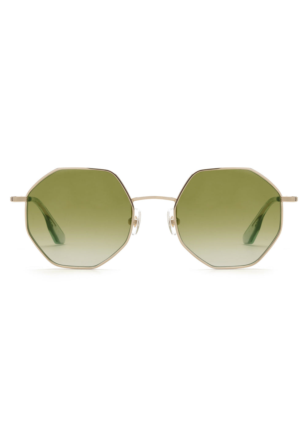 KREWE EYEGLASSES - BABS | 12K + Lagoon + Custom Vanity Tint handcrafted, luxury octagonal metal glasses with green gradient tinted lenses