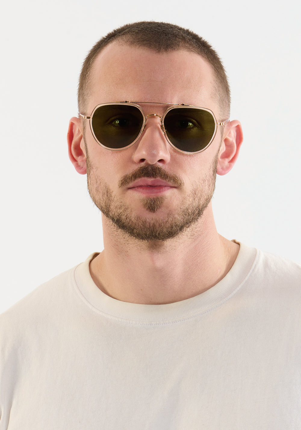 KREWE SUNGLASSES - BAKER | Crystal 24K Titanium Polarized handcrafted, aviator sunglasses mens model | Model: Connor