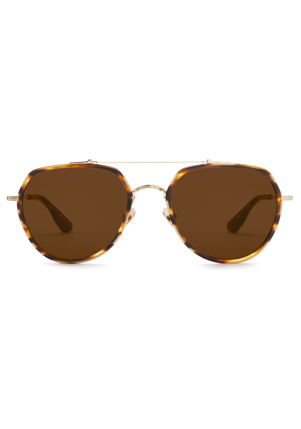 KREWE SUNGLASSES - BAKER | Matte Hickory 12K Titanium handcrafted, luxury tortoise shell aviators sunglasses