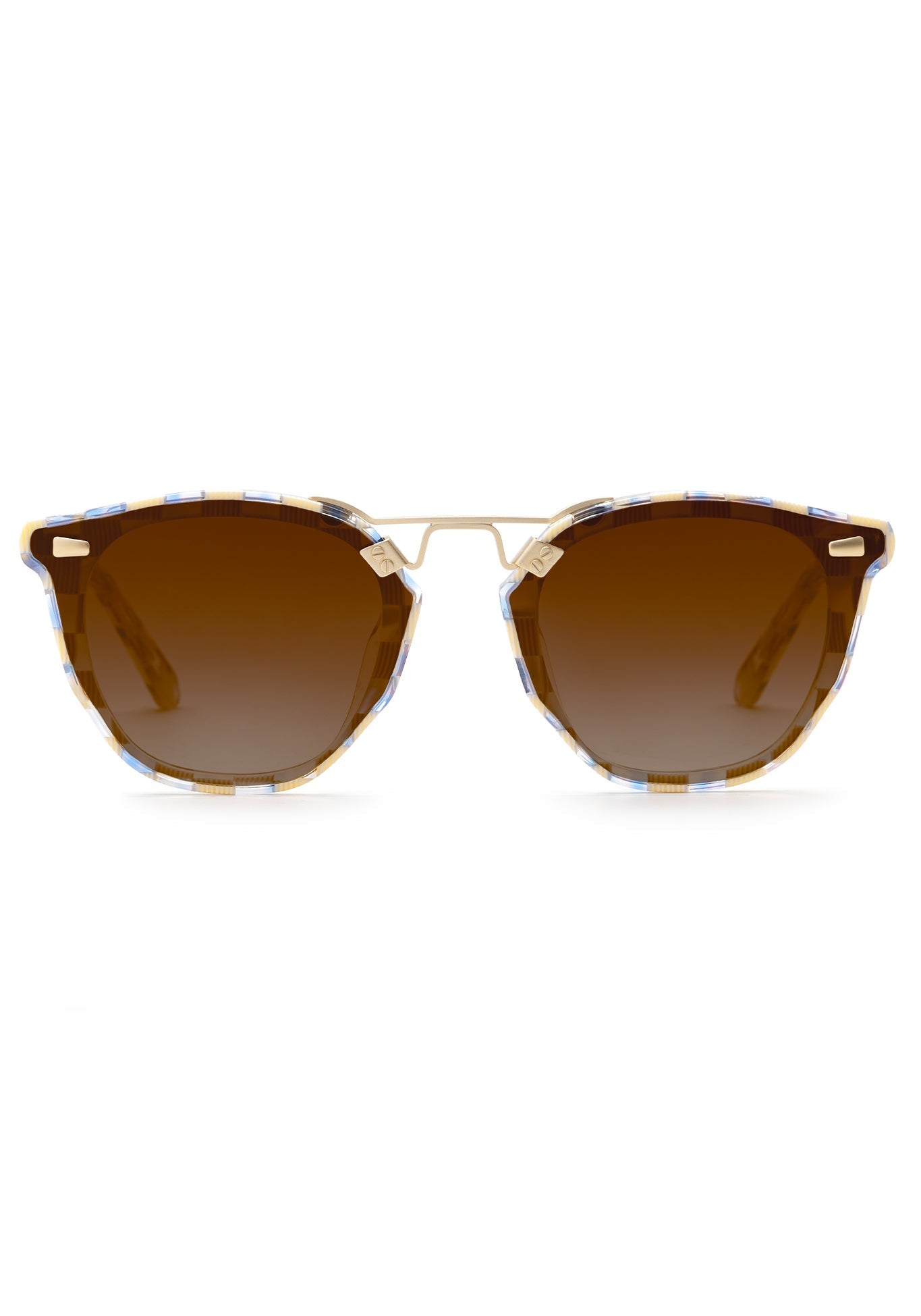BEAU NYLON | Gingham 12K  Luxury Blue and White Acetate Sunglasses
