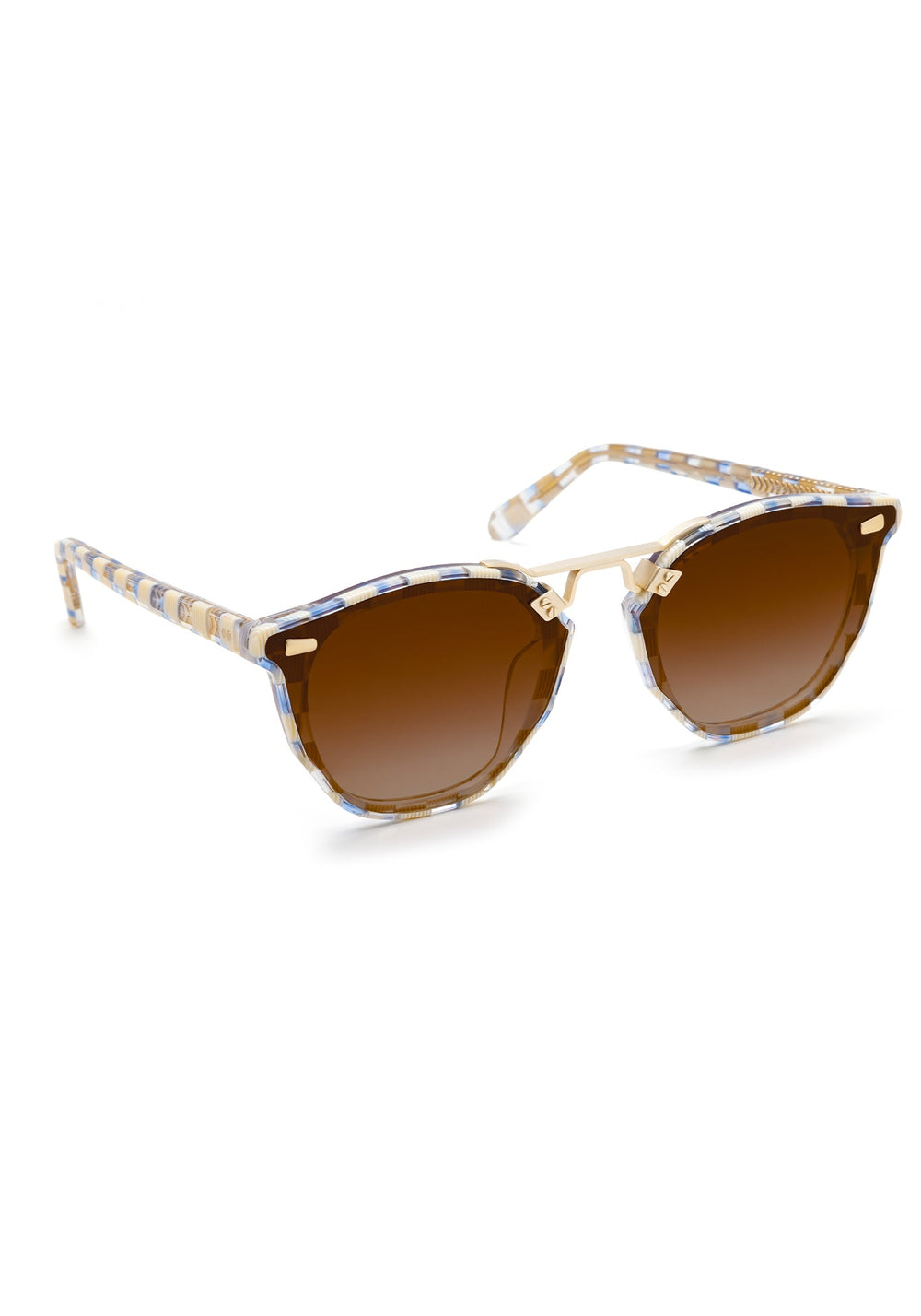 BEAU NYLON | Gingham 12K  Luxury Blue and White Acetate Sunglasses