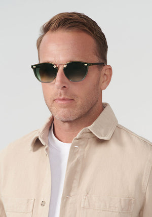 KREWE BEAU NYLON | Matcha 12K Handcrafted, Green Acetate Luxury Sunglasses mens model | Model: Tim