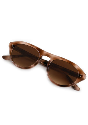 BILLIE | Blush Tortoise Handcrafted, luxury brown and pink tortoise acetate round aviator KREWE sunglasses