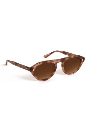 BILLIE | Blush Tortoise Handcrafted, luxury brown and pink tortoise acetate round aviator KREWE sunglasses